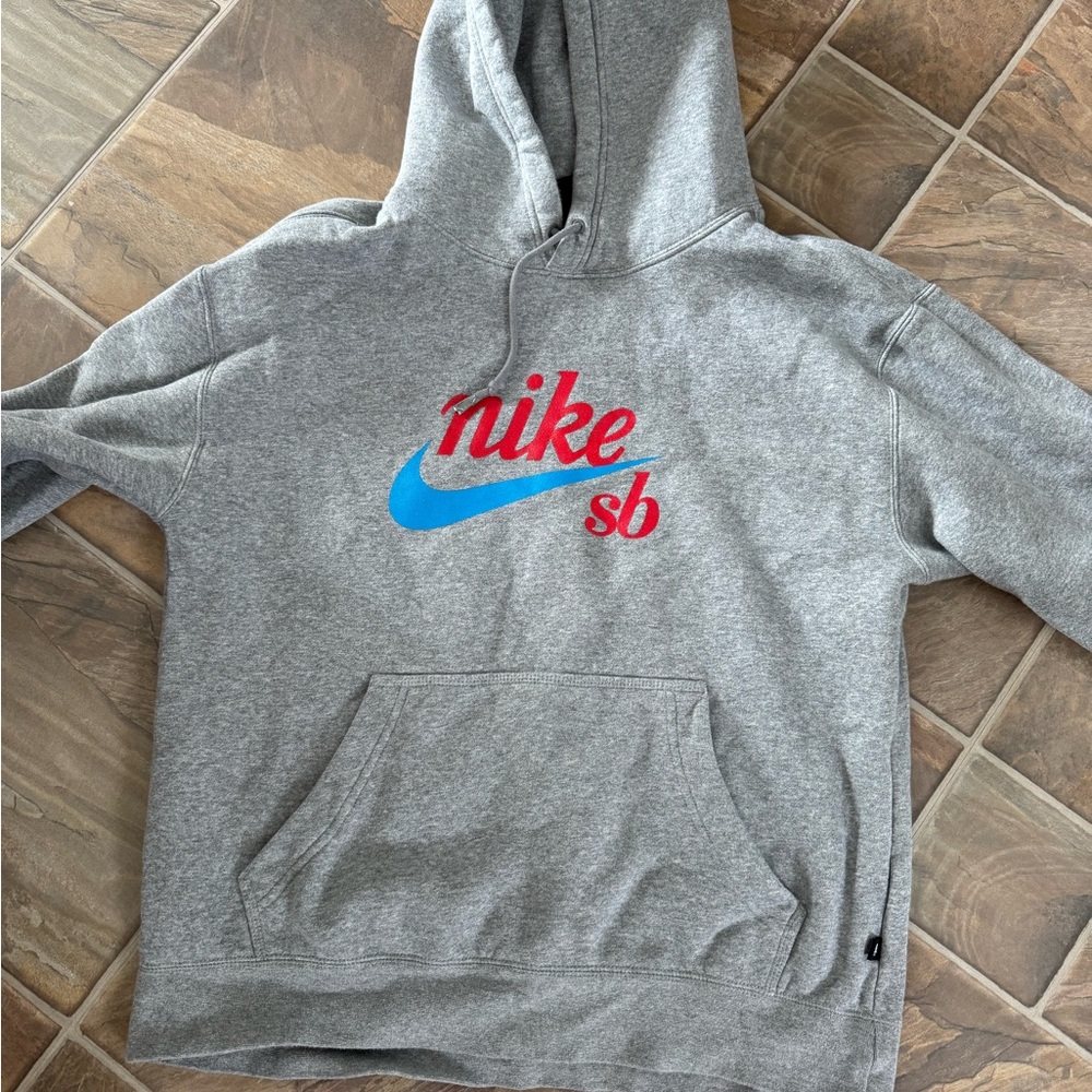 Nike SB Gray Hoodie with Red and Blue Logo
